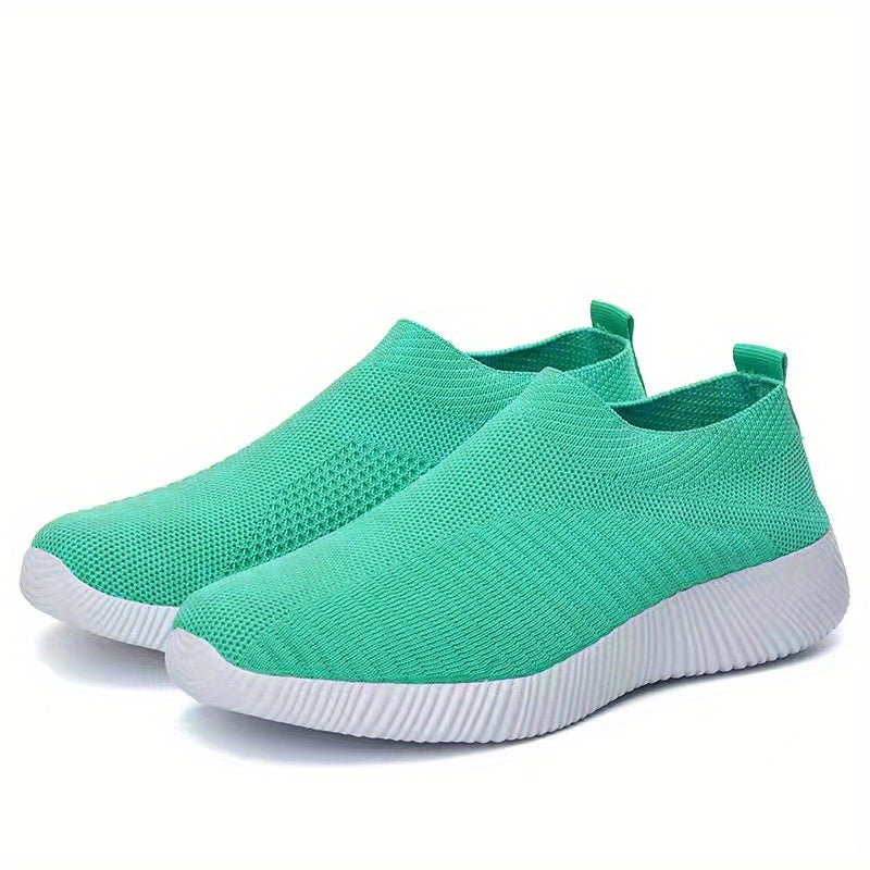 Women'S Lightweight Slip-On Sneakers, Solid Color Fabric Upper, Round Toe, MD Sole, Low Top, All-Season Casual Shoes for Running, Fitness, Dance, Walking, Travel