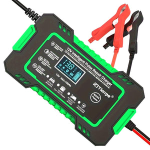 [Smart Battery Charger] RJTIANYE Smart Pulse 12V 6A Battery Charger | Temperature Compensated Trickle Charger with LCD Display, Overcharge Protection & Desulfator for 4-100Ah AGM/GEL/SLA, 110-230V AC Automotive Maintainer for