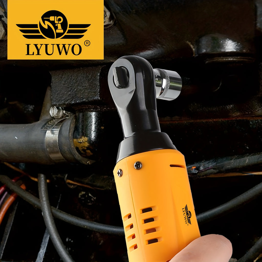 LYUWO 1 Set 12V Cordless Electric Wrench, 45NM 3/8'' Ratchet Illuminated Remove Screws & Nuts Automotive Repair Tool, Right Angle Wrench, Power Tools