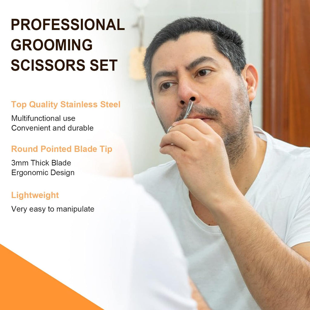 1Pcs Beard Clipper Stainless Steel Eyebrow Nose Hair Scissors Tool Grooming Christmas Gift