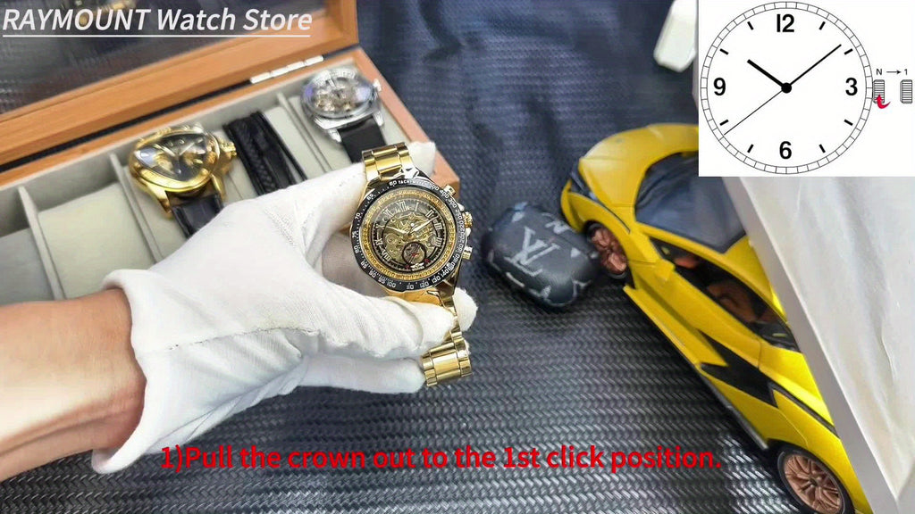 Winner Mechanical Sport Design Bezel Men's Watches, Skeleton Wristwatch, Men's Accessories