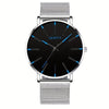 [Ultra Thin Quartz Wrist Watch] Minimalist Mens Fashion Ultra Thin Watches Simple Men Business Stainless Steel Mesh Belt Quartz Wrist Watch