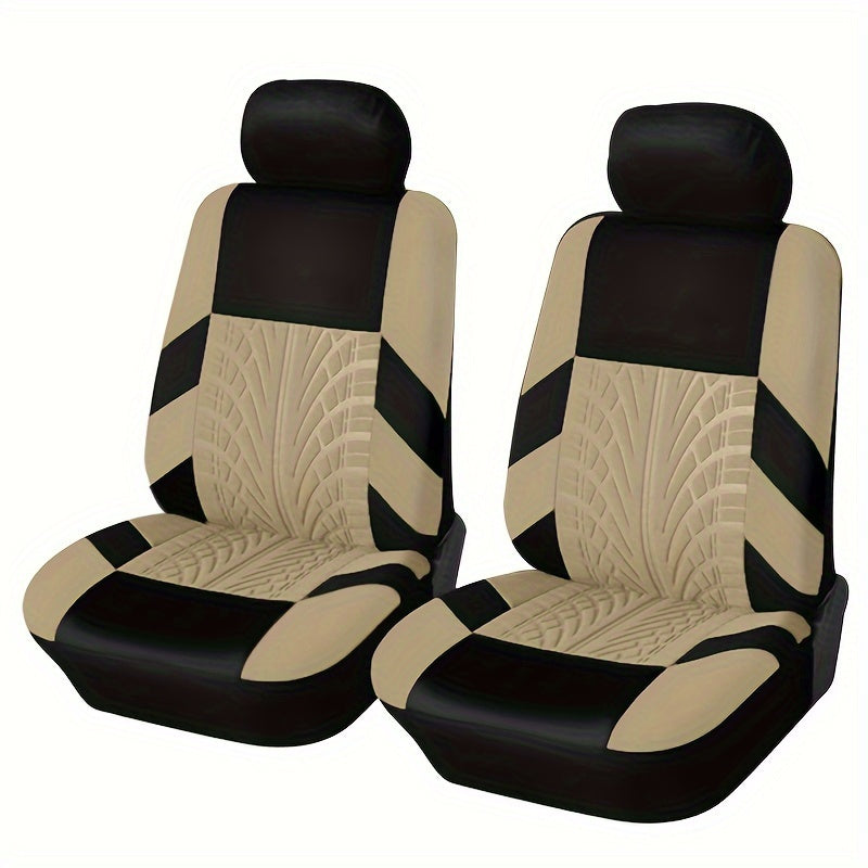 Universal Fit Front Pair Car Seat Covers - Breathable Polyester Split Automotive Seat Cushion Protectors with Sponge Filler - Hand Washable, All-Season, Durable and Easy to Install
