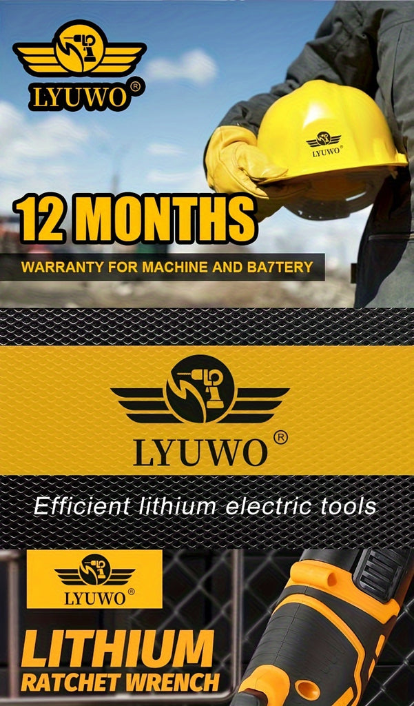 LYUWO 1 Set 12V Cordless Electric Wrench, 45NM 3/8'' Ratchet Illuminated Remove Screws & Nuts Automotive Repair Tool, Right Angle Wrench, Power Tools