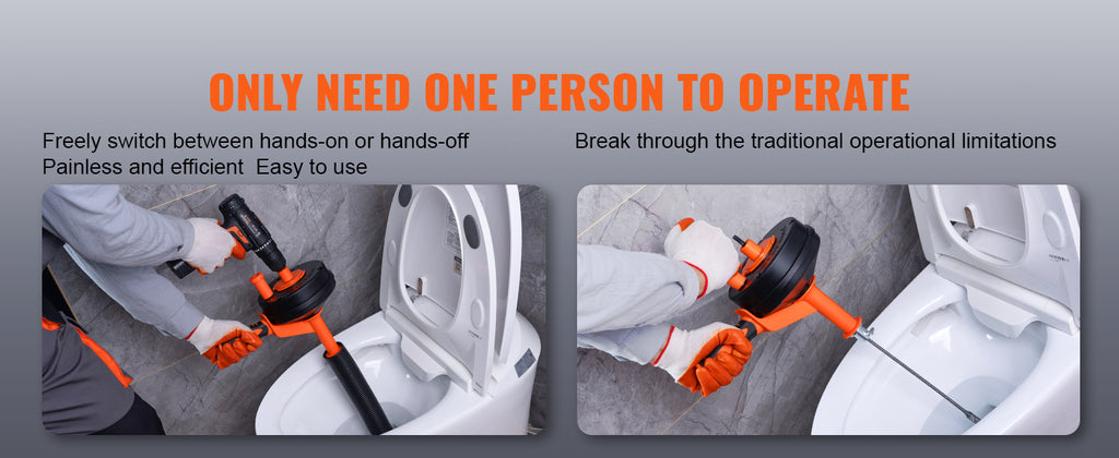 SucceBuy Drain Auger 25Ft Manual-feeding Plumbing Snake w/ Drill Attachment Drain Clog Remover Toilet Sewer Pipe Dredge for Home