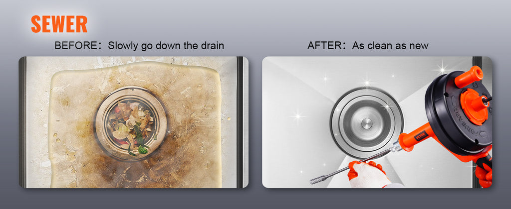 SucceBuy Drain Auger 25Ft Manual-feeding Plumbing Snake w/ Drill Attachment Drain Clog Remover Toilet Sewer Pipe Dredge for Home