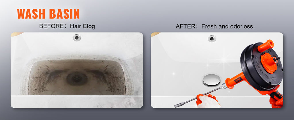 SucceBuy Drain Auger 25Ft Manual-feeding Plumbing Snake w/ Drill Attachment Drain Clog Remover Toilet Sewer Pipe Dredge for Home