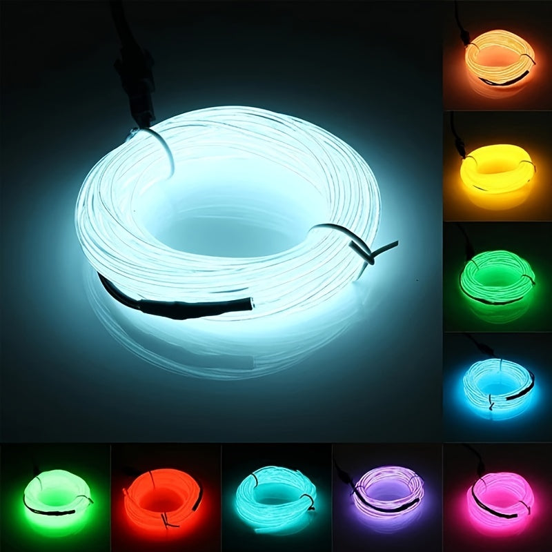 196.85inch Car Environment El Wire LED USB Flexible Neon Interior Lights Assembly RGB Light for Automotive Decoration Lighting Accessories for car party DIY Living Room and Bedroom Atmosphere Decoration, Bedroom Lights, Best