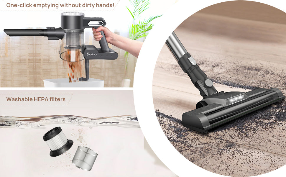 Pet Friendly-Cordless Vacuum Cleaners,6-in-1 Stick Vacuum Up to 40 Mins Runtime,30Kpa for Home/Carpet/Hardwood Floor/Pet Hair