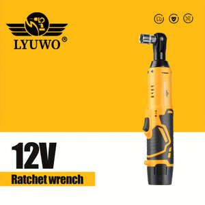 LYUWO 1 Set 12V Cordless Electric Wrench, 45NM 3/8'' Ratchet Illuminated Remove Screws & Nuts Automotive Repair Tool, Right Angle Wrench, Power Tools