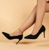 Women's Pointed Toe High Heels, Sexy Black Slip On Stiletto Court Pumps, Versatile Dress Heels