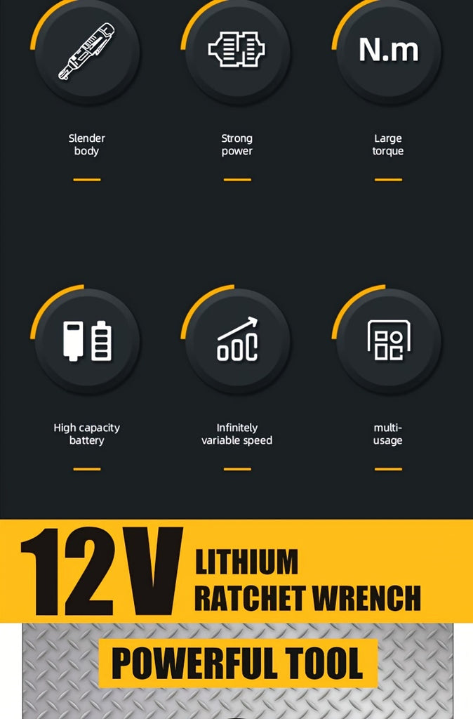 LYUWO 1 Set 12V Cordless Electric Wrench, 45NM 3/8'' Ratchet Illuminated Remove Screws & Nuts Automotive Repair Tool, Right Angle Wrench, Power Tools
