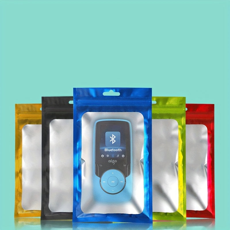 100-Pack Holographic Zipper Lock Resealable Bags, Moisture-Proof Aluminum Foil Polyester Film Flat Transparent Window Pouch for Electronics/Jewelry/Cosmetics Organization, 4 Size Options, Non-food contact