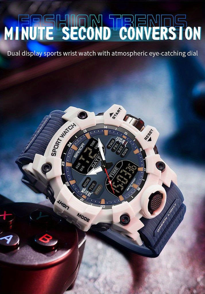 Stylish SANDA Waterproof Multi-Functional Watch for Men - Wrist Watches with Date Display, Alarm, Stopwatch, and LED Light - Perfect for Outdoor Activities