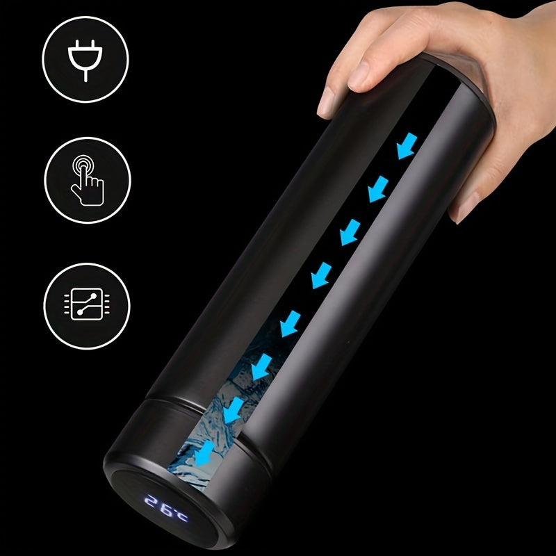 Water Bottle With LED Temperature Display, Double Walled Vacuum Insulated Water Bottle, Stainless Steel Sports Automotive Travel Mug, BPA-free Leak Proof Keep Cold And Keep Warm 12H