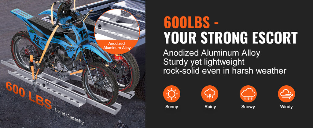 SucceBuy Motorcycle Carrier 2-Bike 600 LBS Aluminum Loading Ramp Scooter Dirt Bike Trailer Hauler for Car Truck with 2" Receiver