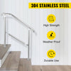 SucceBuy 3-5 Step Railing Stainless Steel Transitional Handrail Fit For Level Surface Adjustable Stair Railing Safely Downstairs