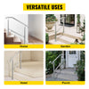 SucceBuy 3-5 Step Railing Stainless Steel Transitional Handrail Fit For Level Surface Adjustable Stair Railing Safely Downstairs