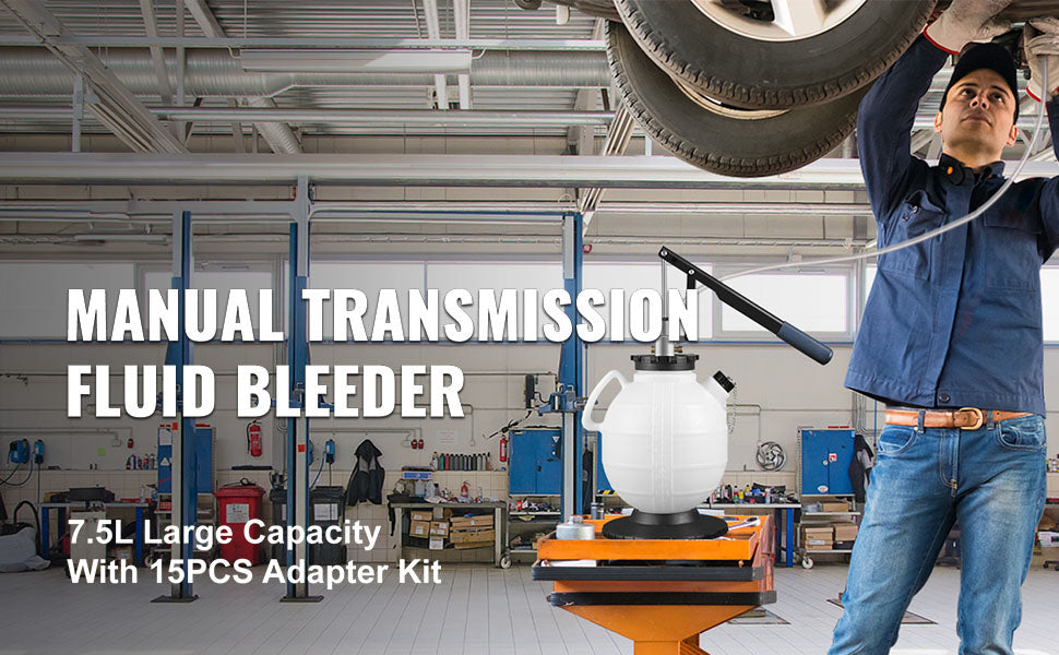 SucceBuy Transmission Fluid Pump ATF Fluid Transfer Filler 7.5L with Control Valve & 15 Common Adapters Kit for Oil Replacement