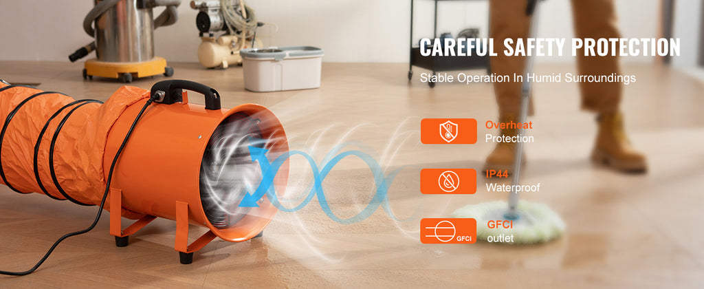 SucceBuy Industrial Exhaust Fan 10/12 inch Ventilation Fan Ventilator with 5M PVC Duct Exhaust Blower for Home Workplace Factory