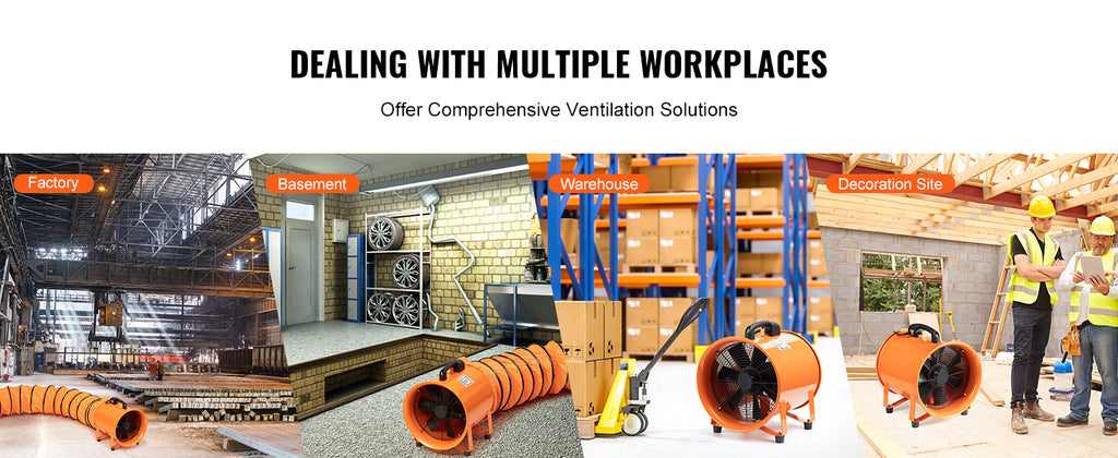 SucceBuy Industrial Exhaust Fan 10/12 inch Ventilation Fan Ventilator with 5M PVC Duct Exhaust Blower for Home Workplace Factory