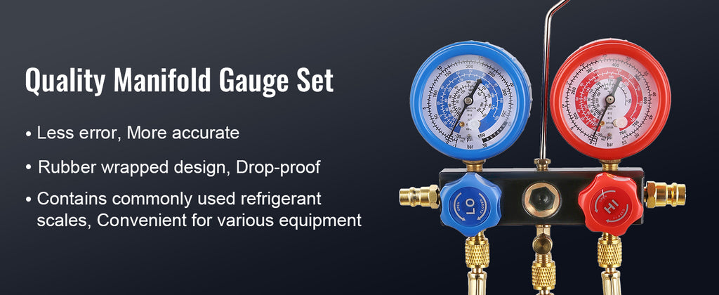 SucceBuy 3.5CFM 4CFM Single Stage Rotary Vane HVAC Air AC Vacuum Pump & A/C Refrigerant Kit Manifold Gauge Set Air Conditioning