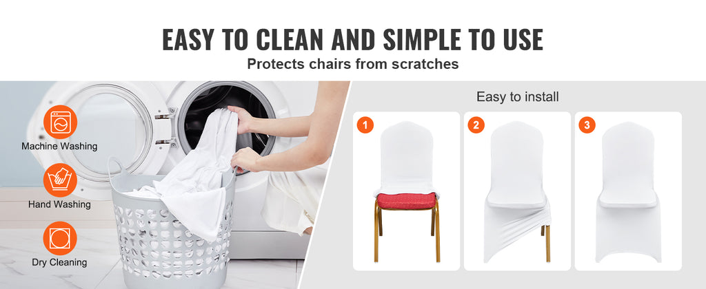 SucceBuy 200pcs Stretch Spandex Folding Chair Covers Universal Fitted Chair Cover Removable Washable Protective Slipcovers White